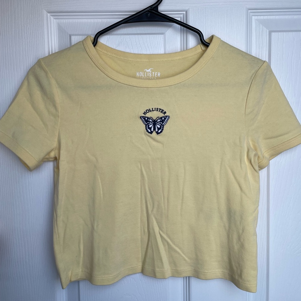 Light Yellow Hollister Butterfly Crop Top